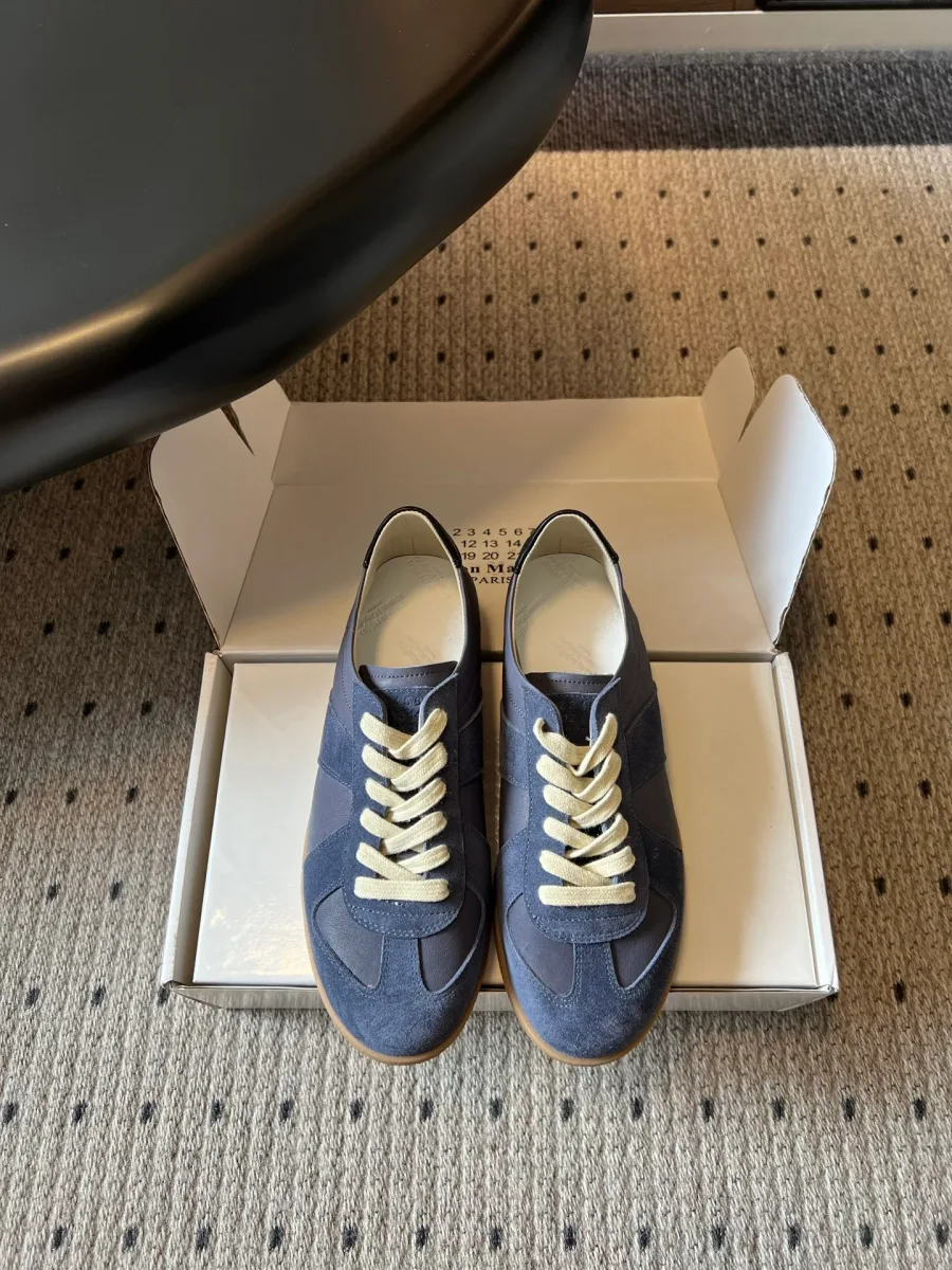 Синие кеды Maison Margiela из замши и кожи