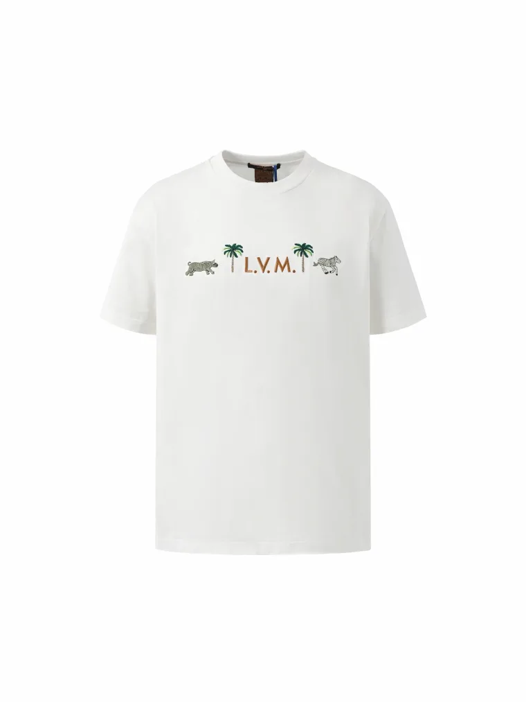 Louis Vuitton Белая футболка с сафари-вышивкой L.V.M.