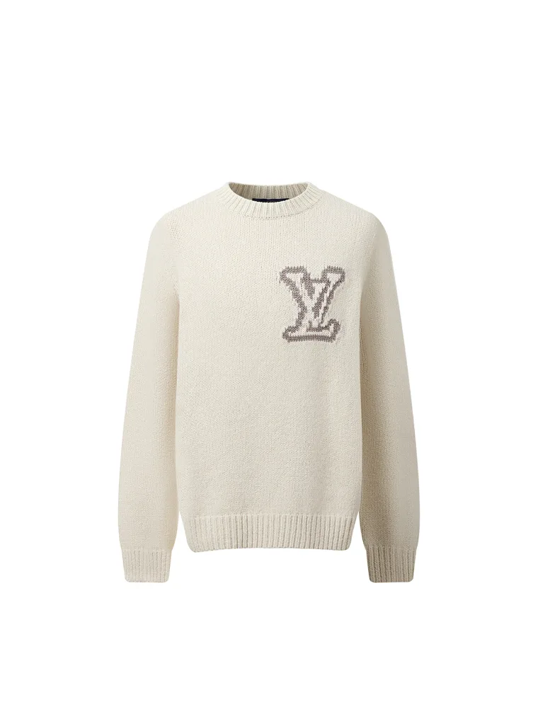 Louis Vuitton Белый вязаный свитер с логотипом LV