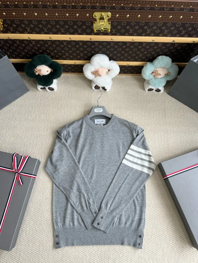 Thom Browne Серый шерстяной джемпер с полосками 4-Bar