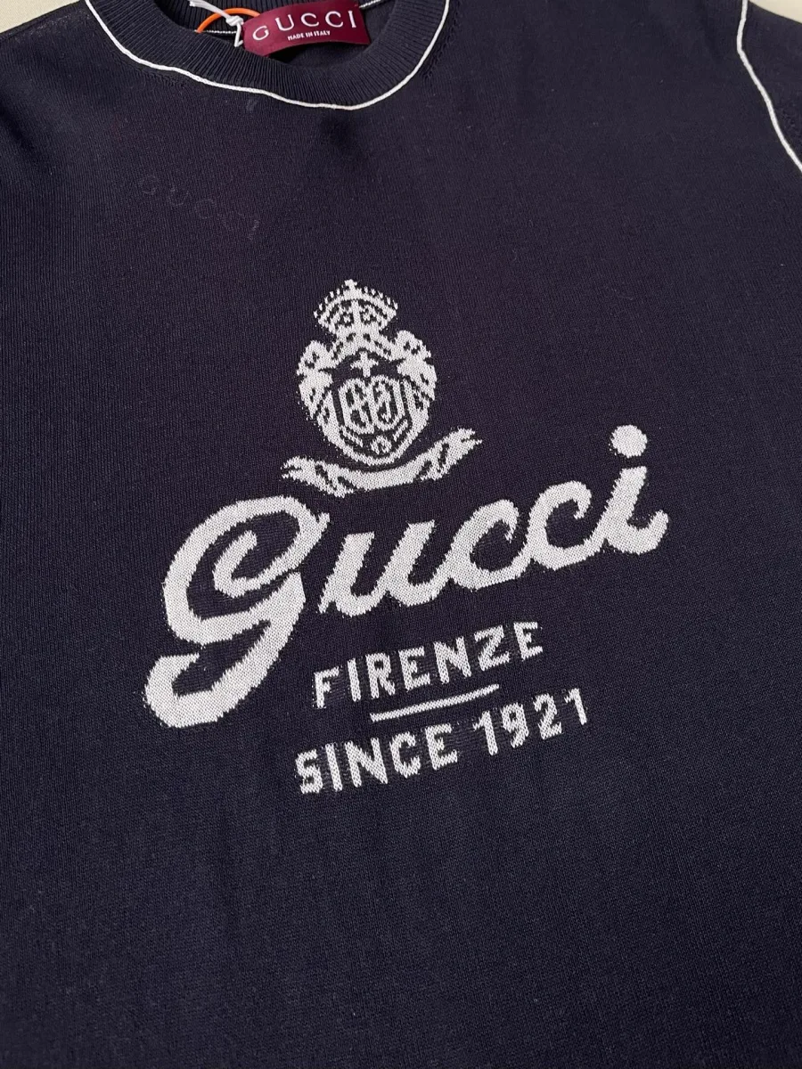 Крупный план интарсийного логотипа с гербом и надписью Firenze на груди