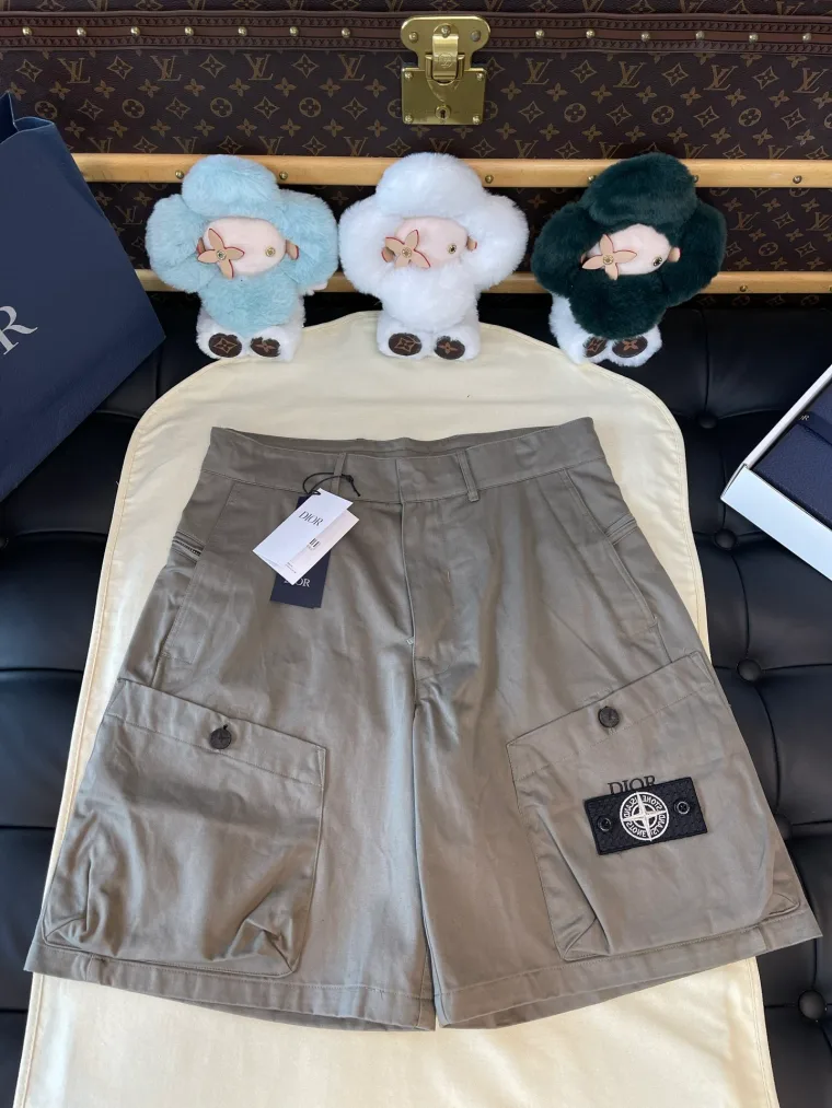 Dior Серые шорты карго с нашивкой Dior and Stone Island