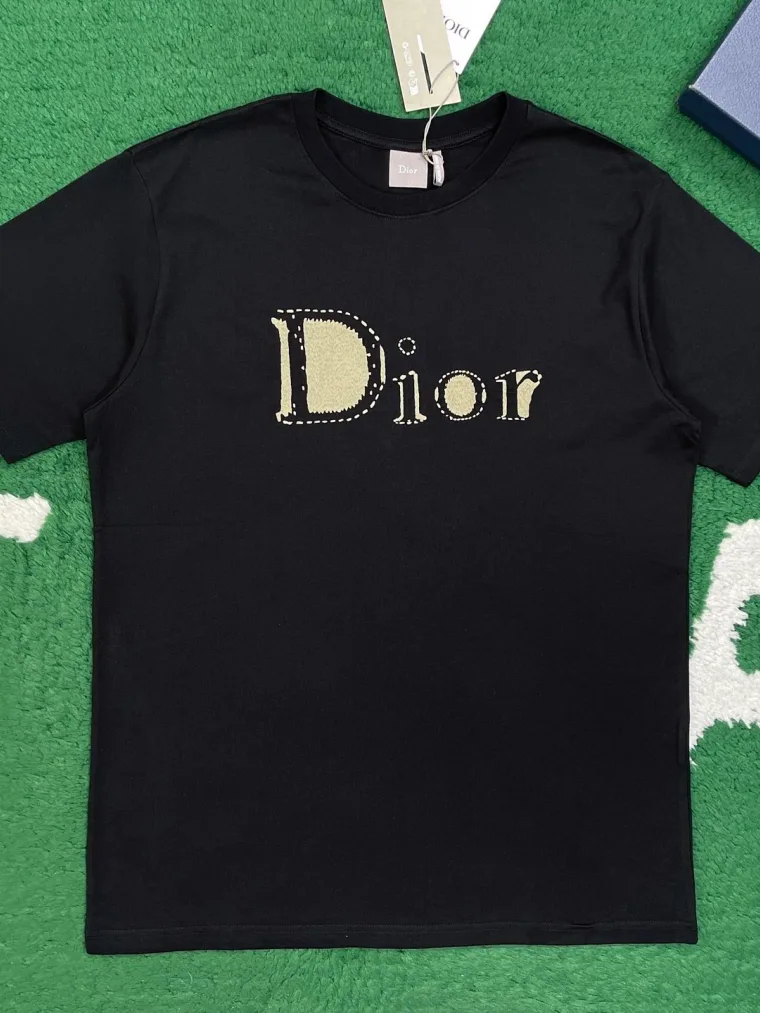Dior Чёрная футболка свободного кроя с вышитым логотипом