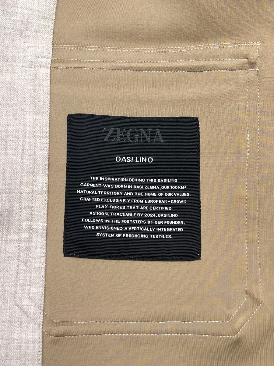 Внутренний накладной карман с тканевой нашивкой Zegna Oasi Lino