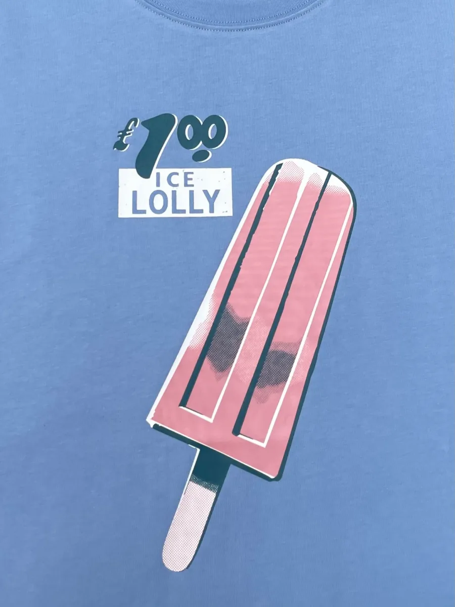 Принт с розовым эскимо и надписью £1.00 ICE LOLLY на груди
