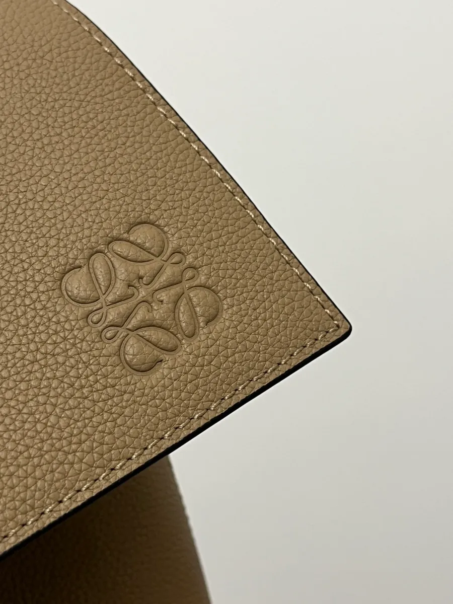 Тиснёная анаграмма Loewe на углу кожаного клапана