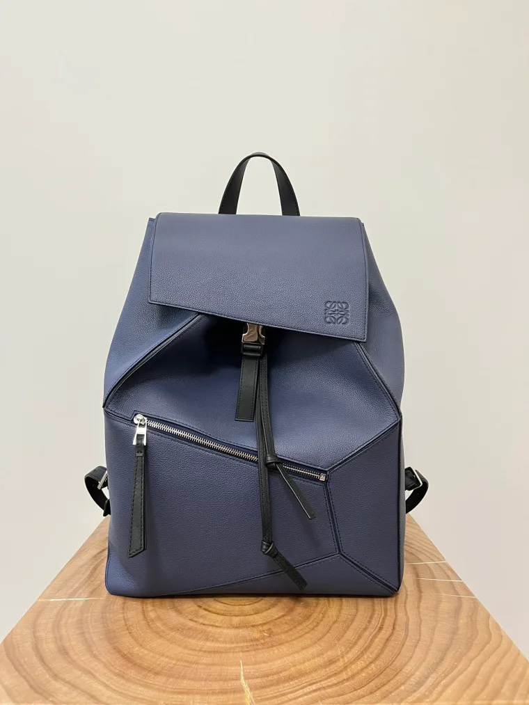 Loewe Синий кожаный рюкзак Puzzle с геометрическими панелями