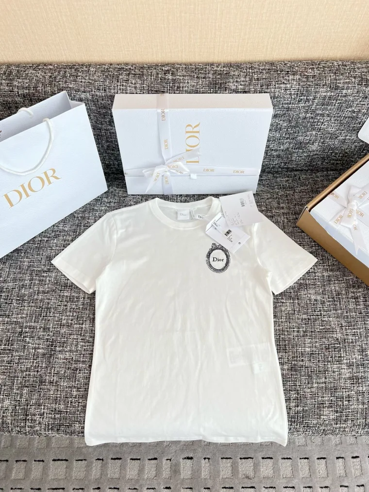 Dior Белая футболка с принтом-медальоном