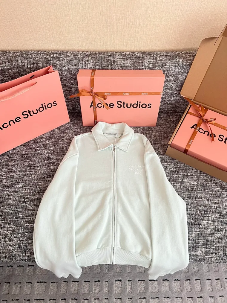 Acne Studios Светло-зелёная толстовка на молнии с отложным воротником