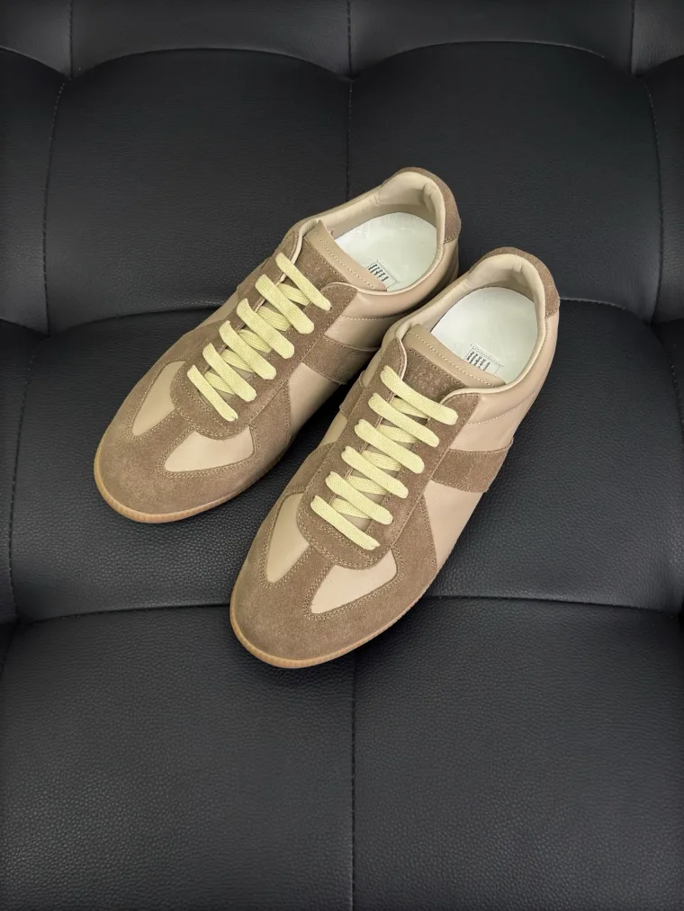 Maison Margiela Бежевые кеды Replica из канваса и замши