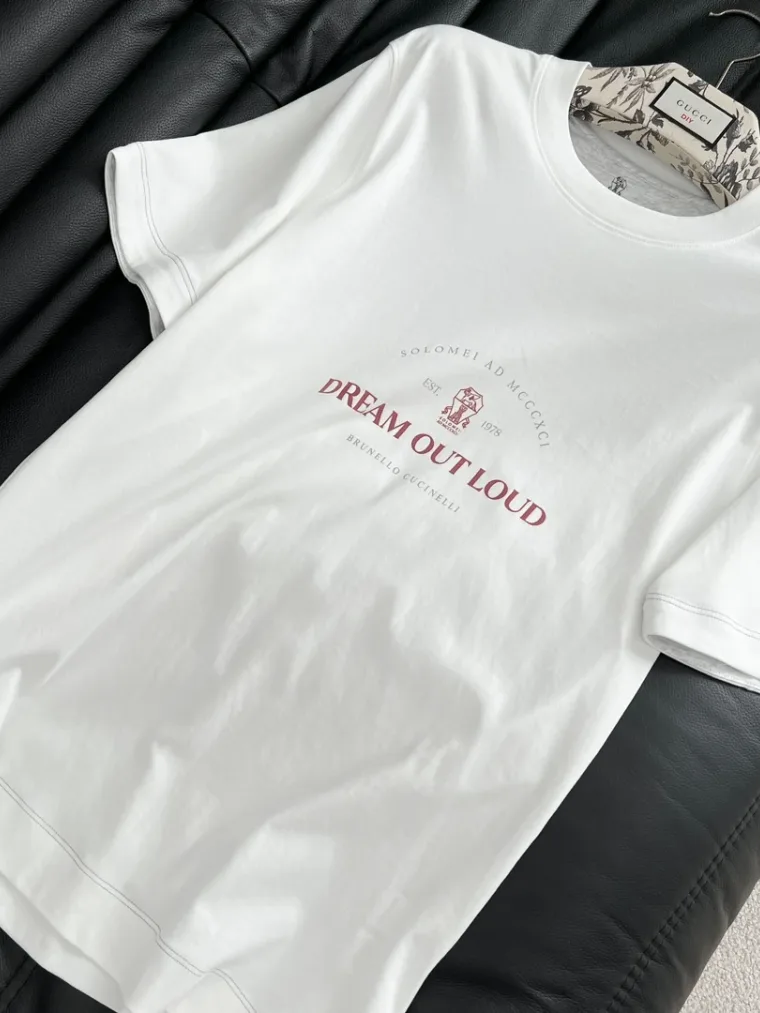 Brunello Cucinelli Белая футболка с принтом Dream Out Loud