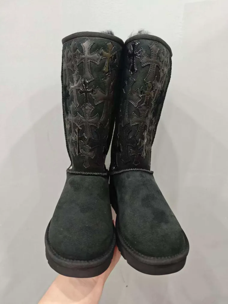 Chrome Hearts Чёрные высокие сапоги с крестами