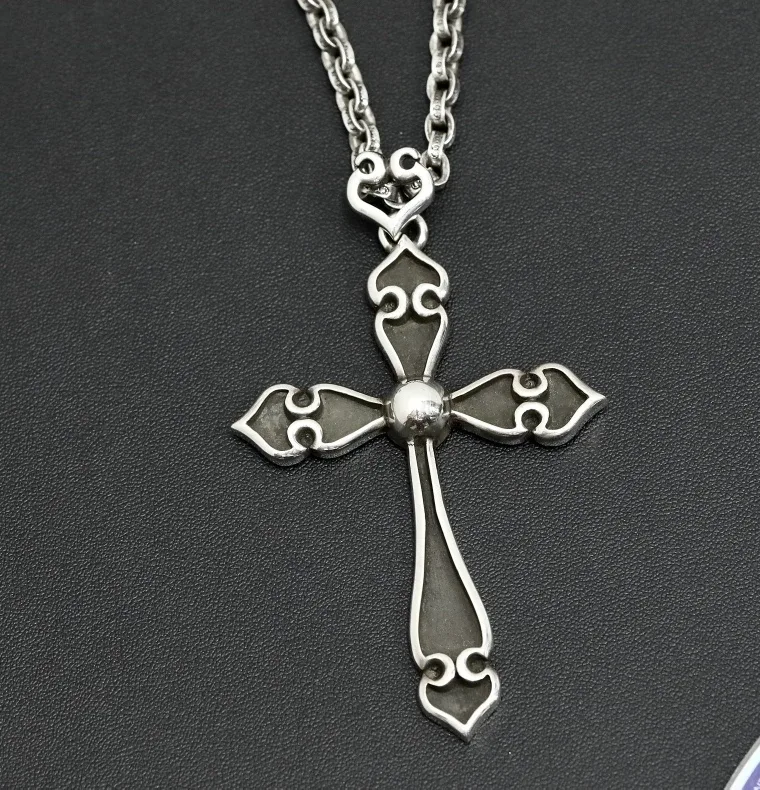 Chrome Hearts Серебряная подвеска-крест с сердцами