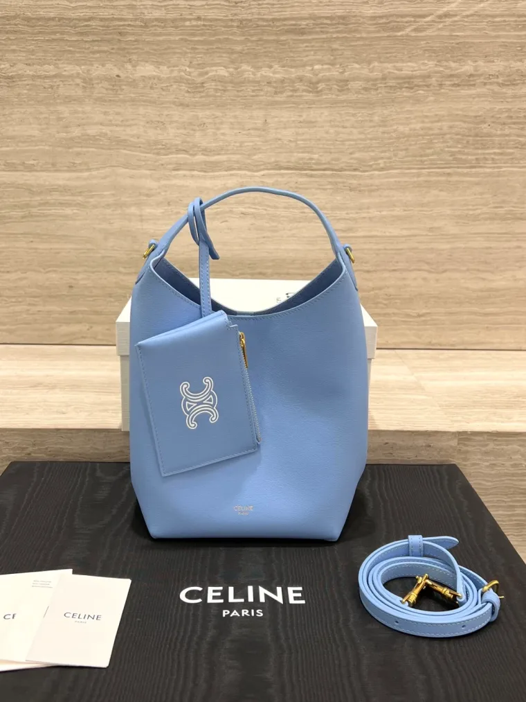 Celine Голубая сумка хобо Small со съёмным кошельком