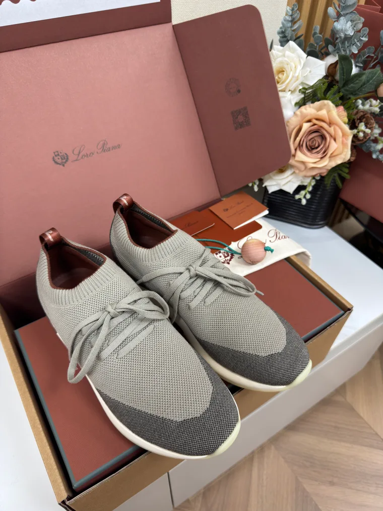 Loro Piana Серые кроссовки 360 Flexy Walk из шерстяного трикотажа
