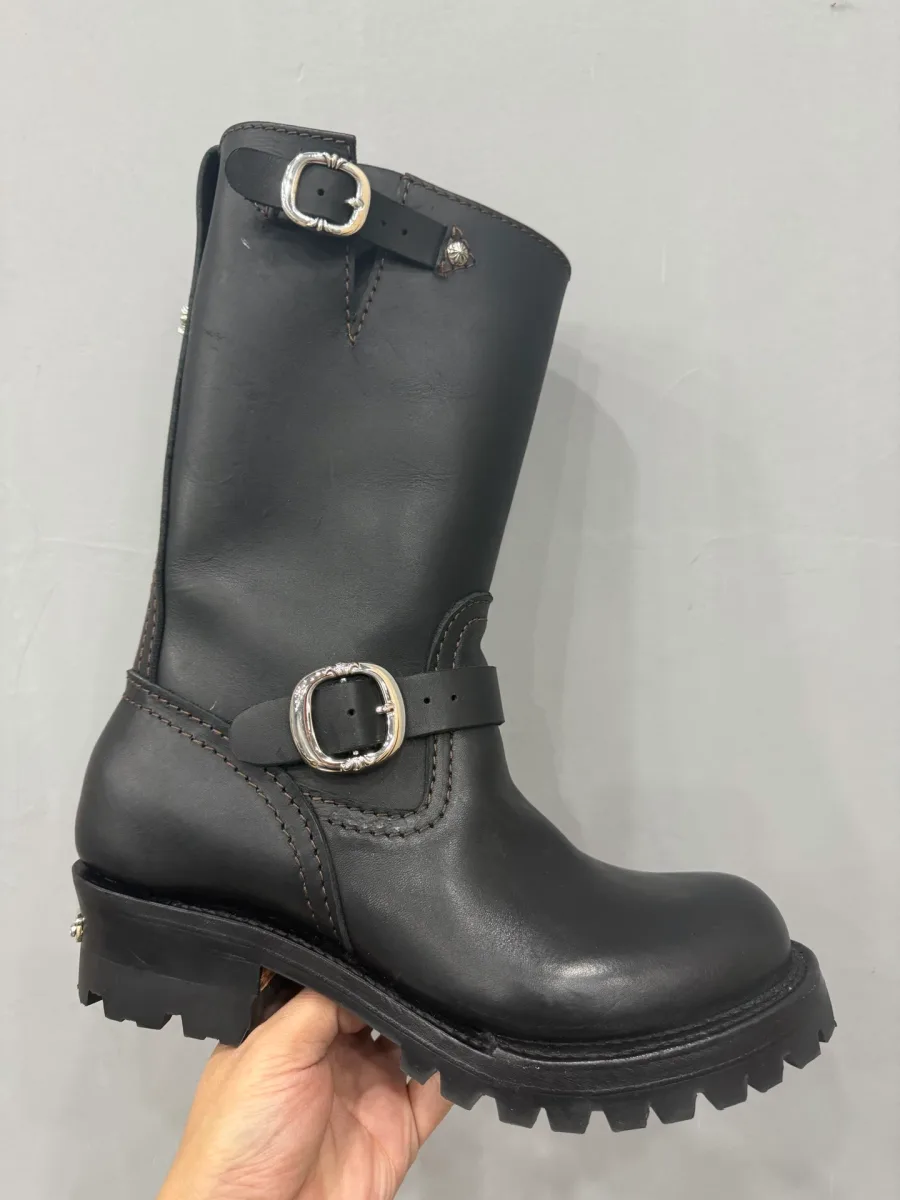 Высокие сапоги Chrome Hearts x Wesco 9109 из черной кожи