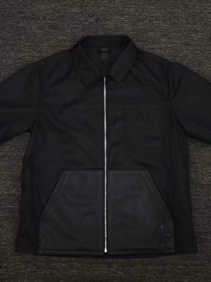 Черная рубашка на молнии Chrome Hearts, вид спереди