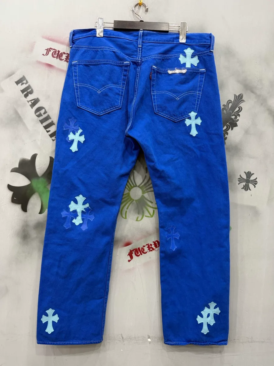 Синие джинсы Chrome Hearts x Levi's Vintage 501 сзади