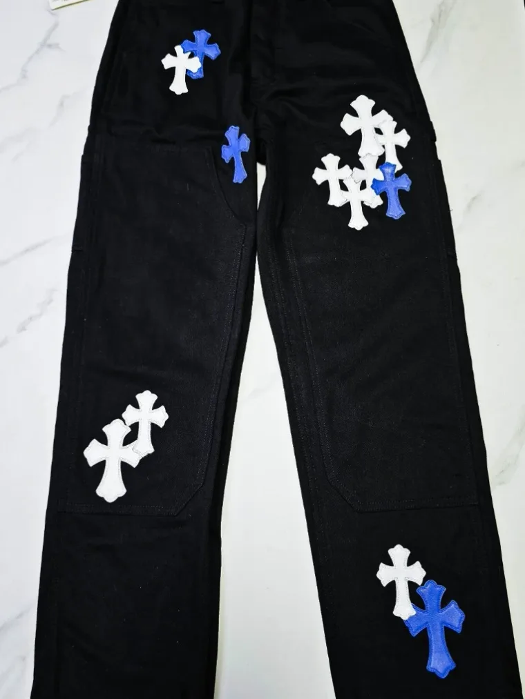 Chrome Hearts Джинсы Chrome Hearts с кожаными нашивками