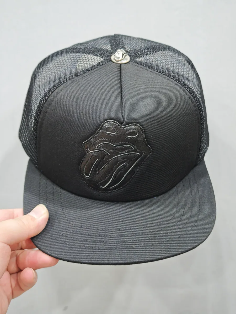Черная кепка-тракер Chrome Hearts x Rolling Stones с черным логотипом