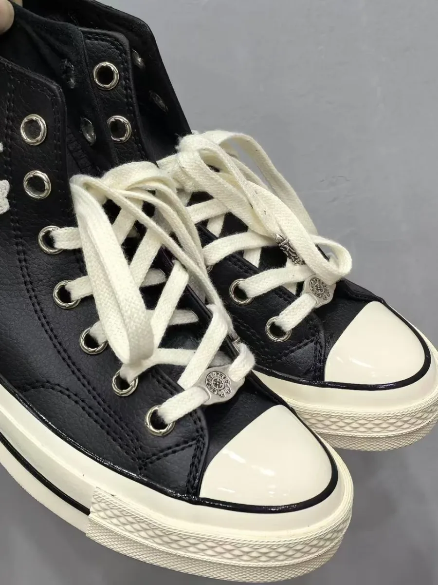 Черные высокие кеды Chrome Hearts x Converse Chuck 70 с белыми крестами