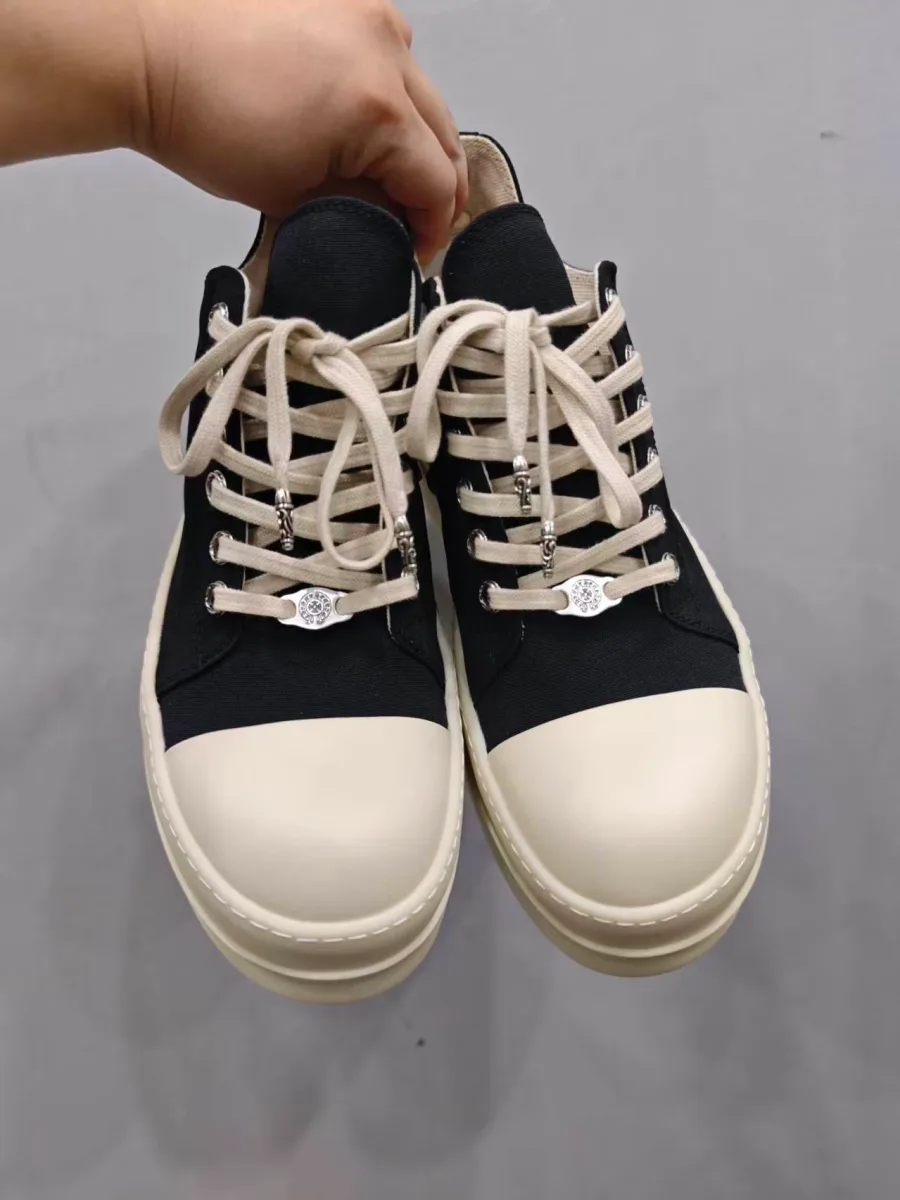 Черные кеды Chrome Hearts x Rick Owens DRKSHDW на платформе, вид спереди