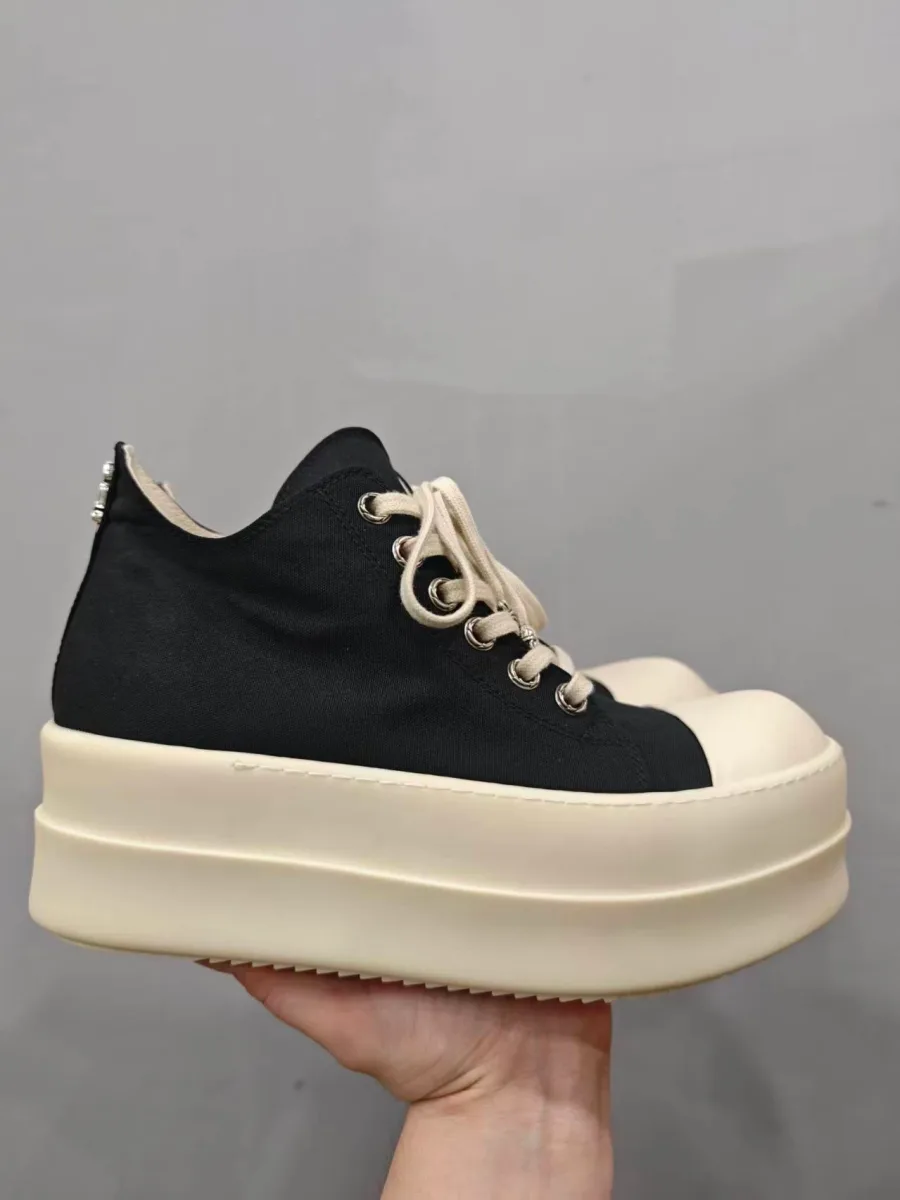 Черные кеды Chrome Hearts x Rick Owens DRKSHDW на платформе, вид сбоку
