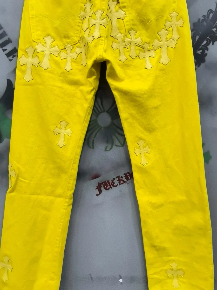 Желтые джинсы Chrome Hearts x Levi's Vintage 501, вид сзади