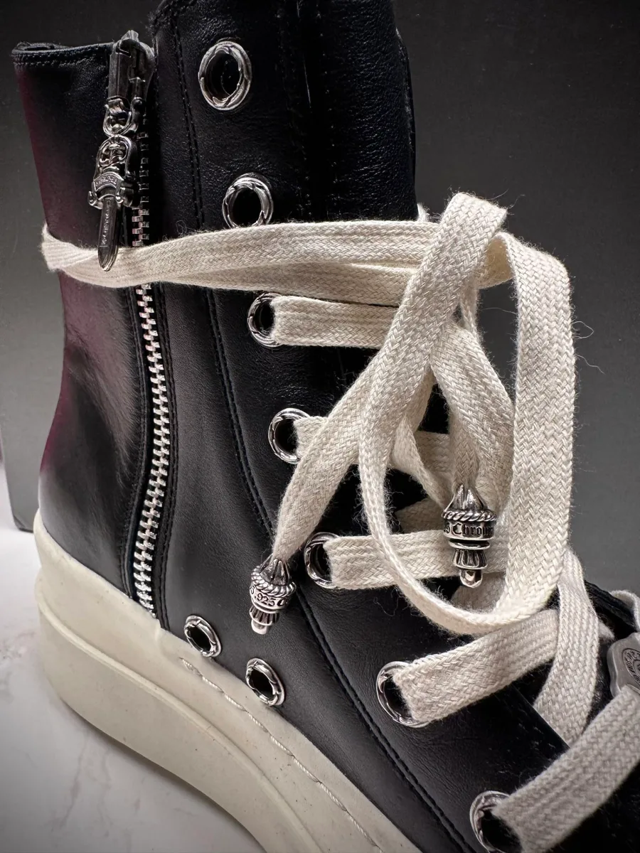 Серебряный пуллер в виде кинжала на молнии кед Chrome Hearts x Rick Owens Mega Bumper
