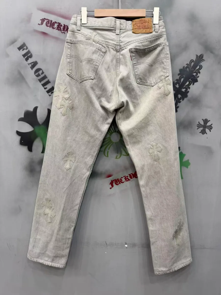 Серые джинсы Chrome Hearts x Levi's Vintage 501, вид сзади