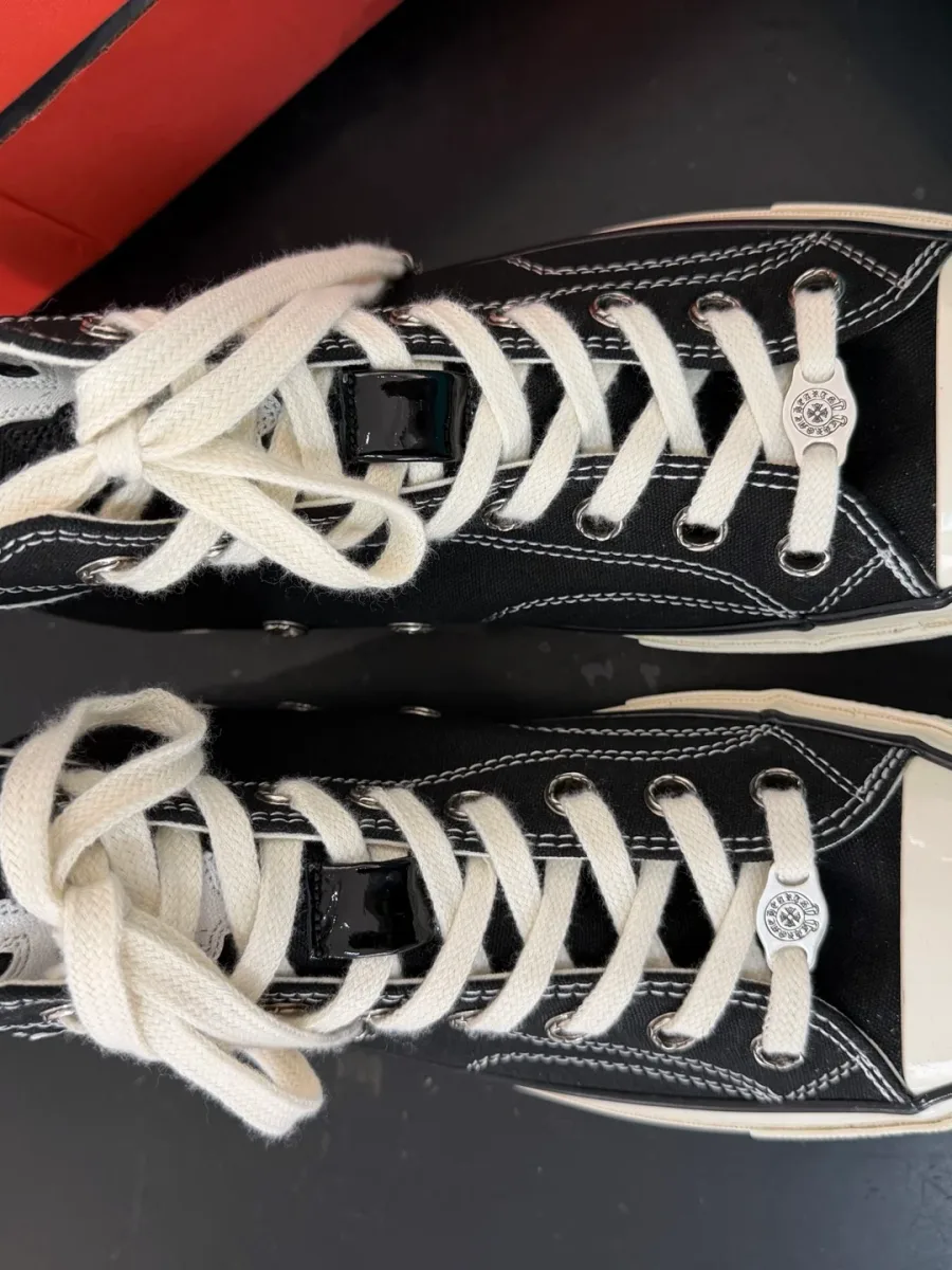Высокие черные кеды Chrome Hearts x Converse Chuck 70 вид сверху