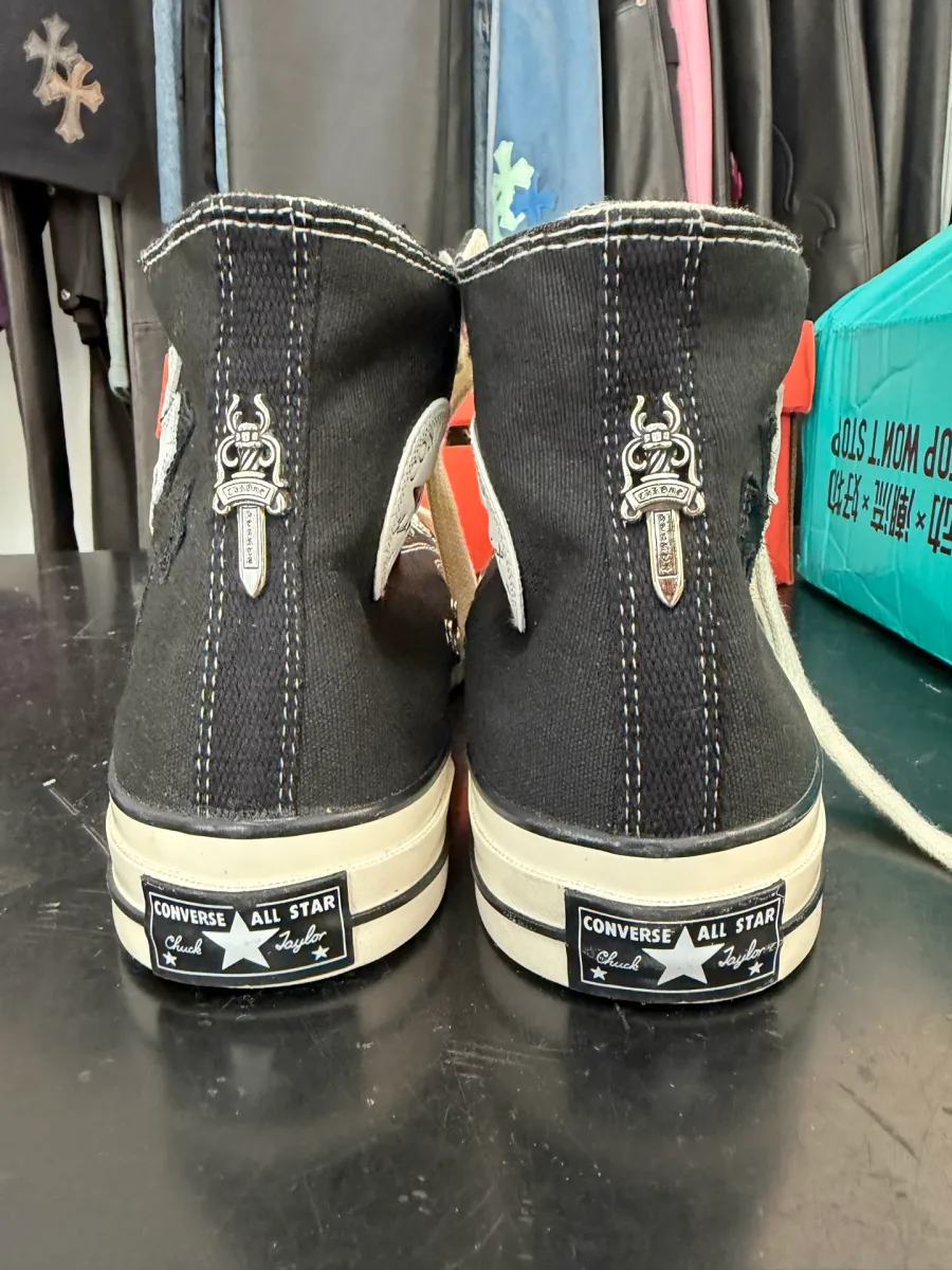 Задники кед Chrome Hearts x Converse Chuck 70 с молнией и серебряным пуллером-кинжалом