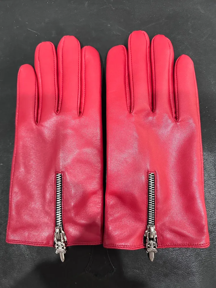 Chrome Hearts Кожаные перчатки с молнией Dagger