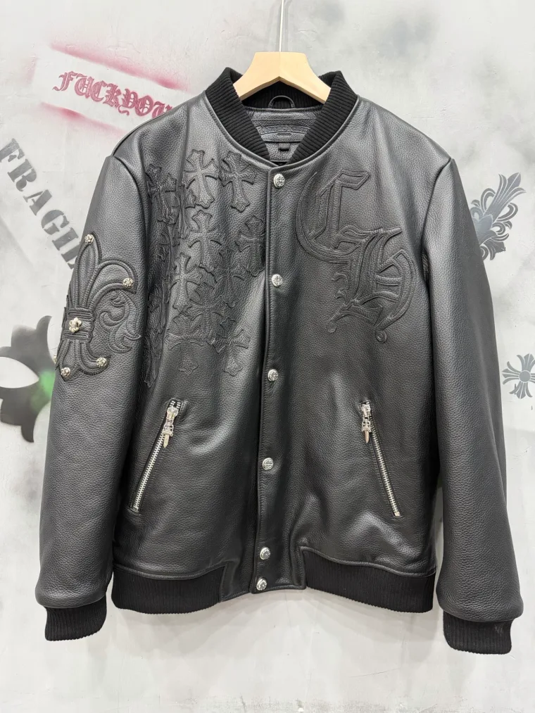 Chrome Hearts кожаная куртка-бомбер