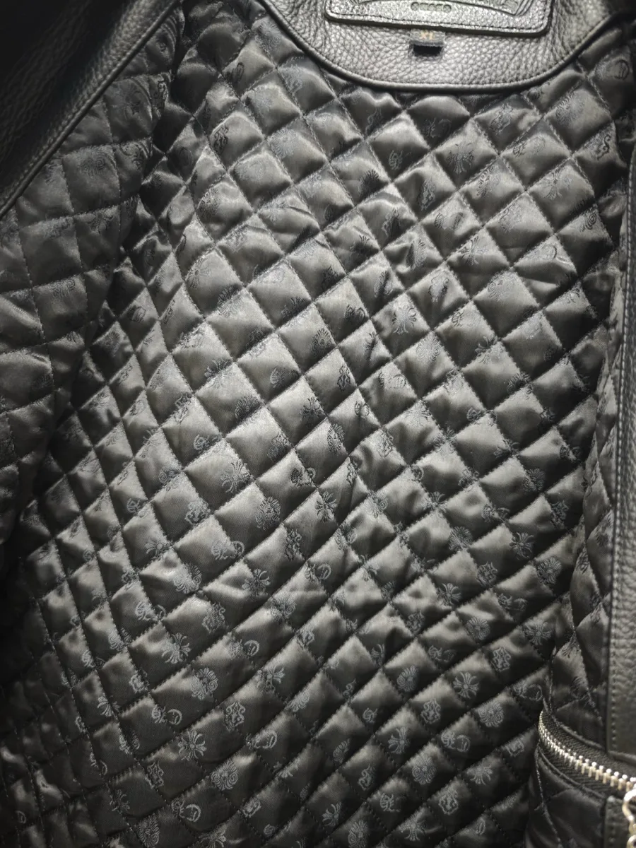 Стеганая подкладка кожаной куртки Chrome Hearts