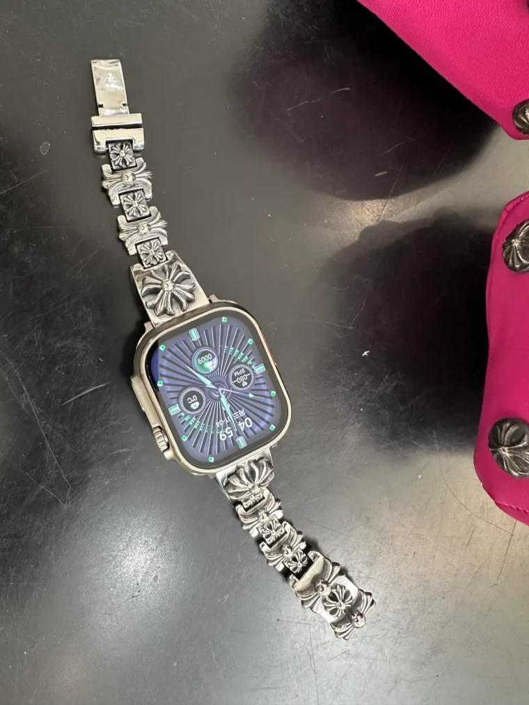 Chrome Hearts Серебряный ремешок для Apple Watch 49 мм