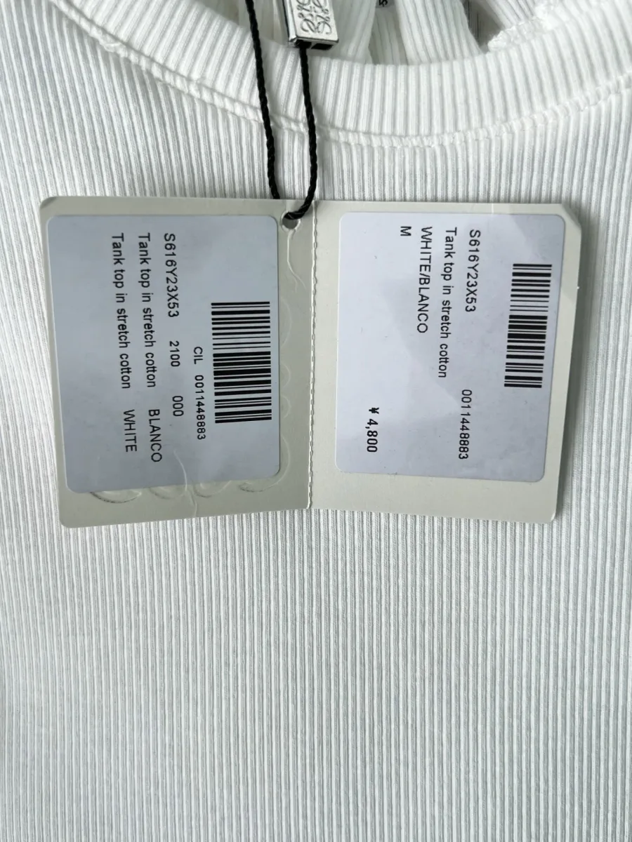 Фирменные навесные ярлыки Loewe с указанием модели Tank top in stretch cotton