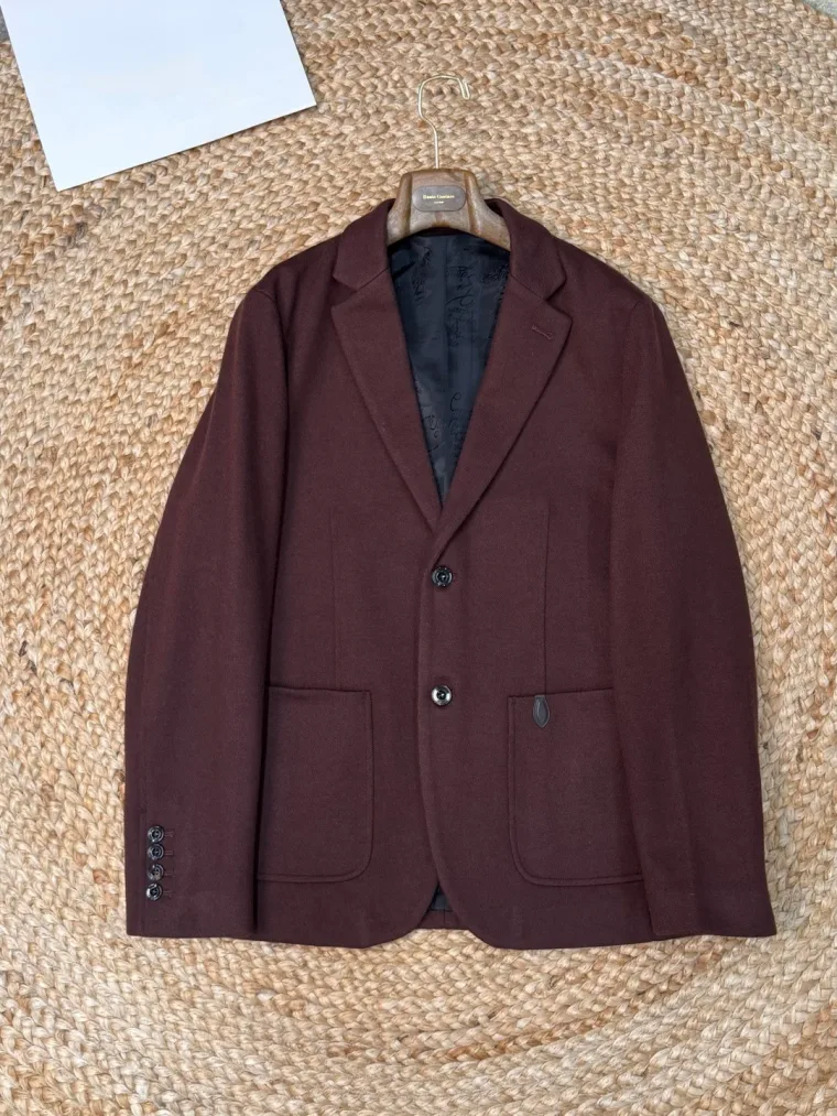 Berluti Бордовый шерстяной пиджак с накладными карманами