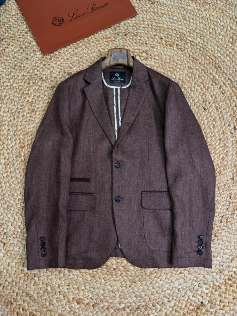 Loro Piana Коричневый костюм из пиджака и брюк на кулиске