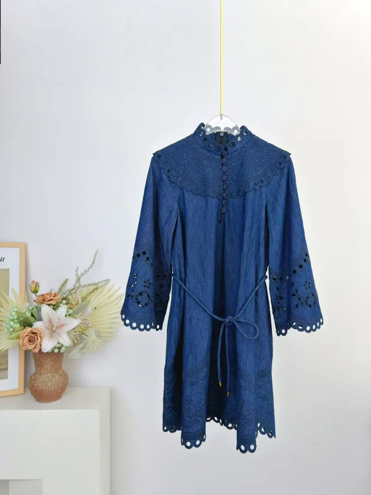 Zimmermann Синее джинсовое мини-платье Mahon Broderie