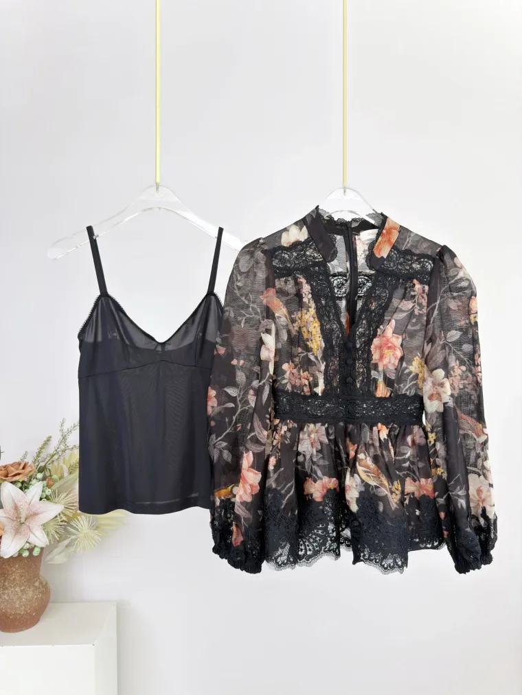Zimmermann Блузка Carousel с баской Black Songbird