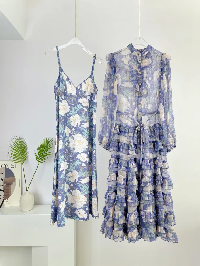 Zimmermann Миди-платье Cosmic Scallop Mist Floral