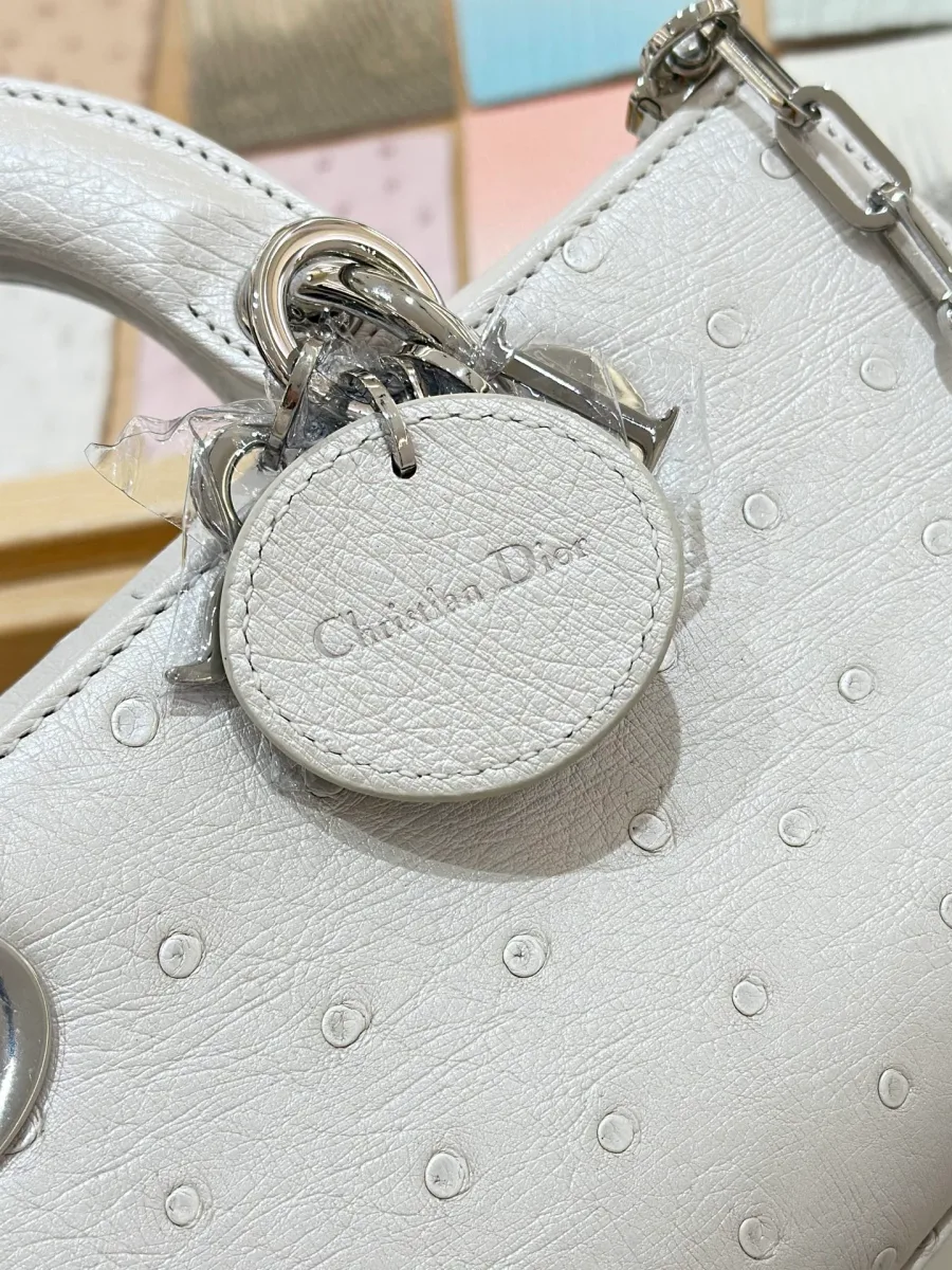 Крупный план кожаного круглого элемента с тиснением Christian Dior
