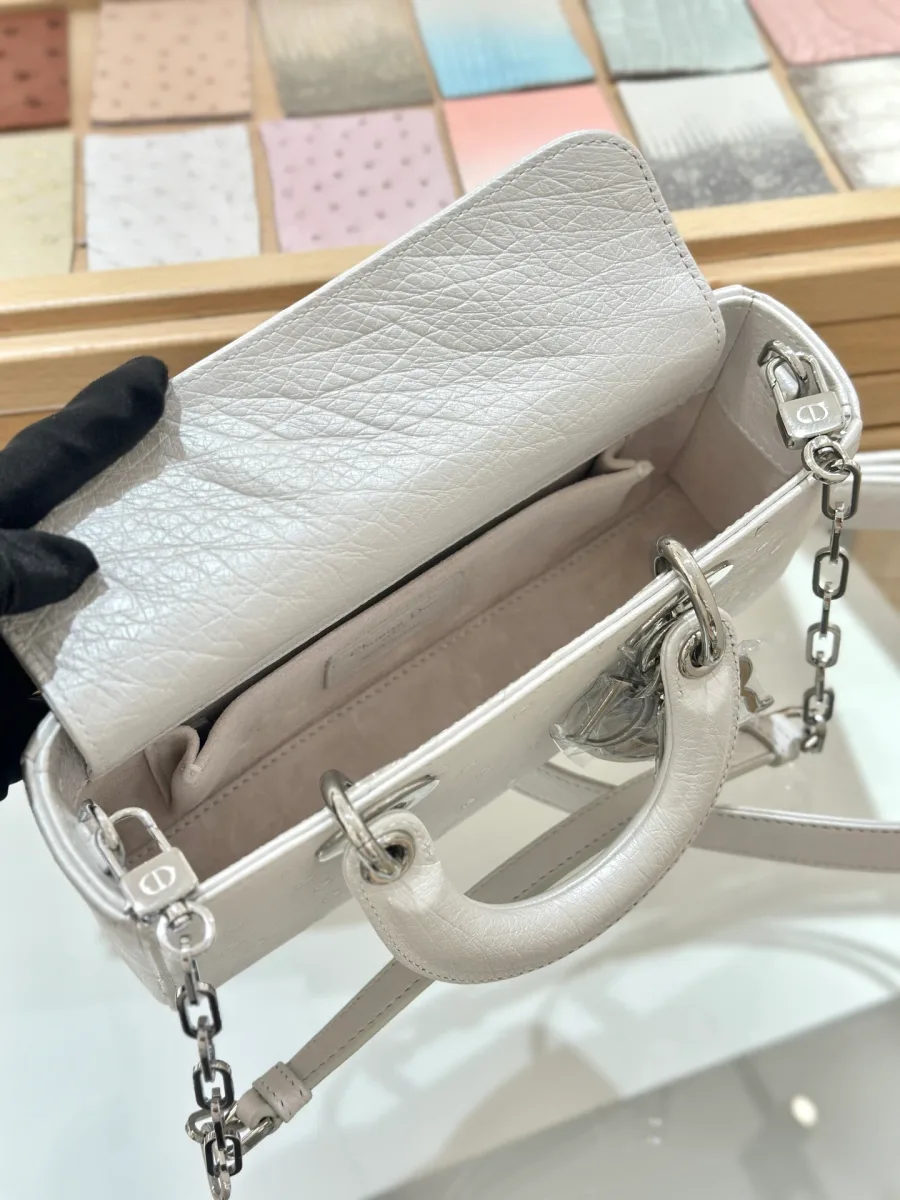 Внутреннее отделение сумки Dior Lady D-Joy 22 под открытым клапаном
