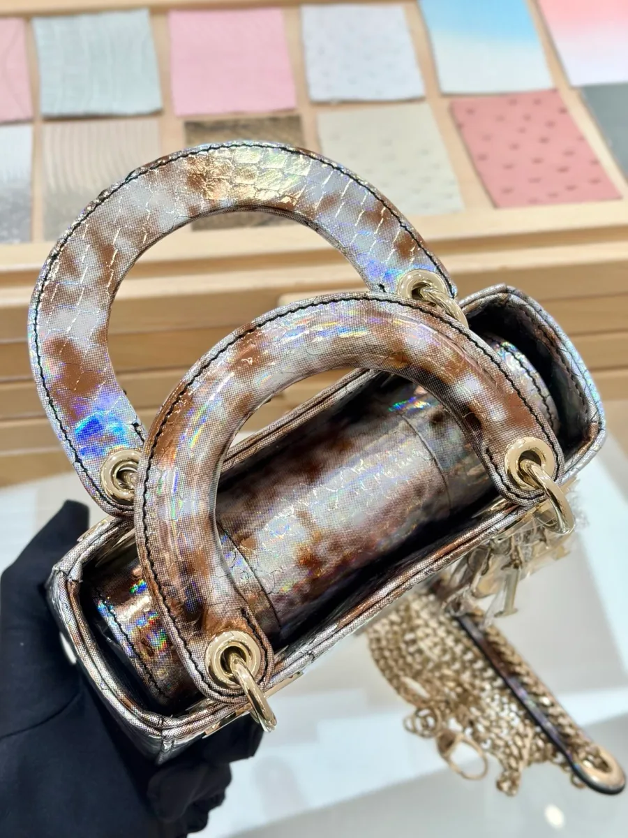 Сумка Lady Dior 17 из разноцветной змеиной кожи, вид сверху