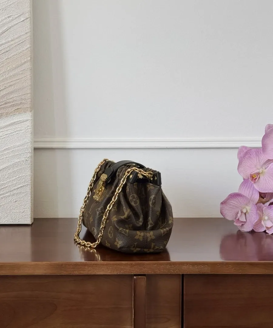 Коричневая сумка Louis Vuitton Pochette S-Lock, вид сбоку
