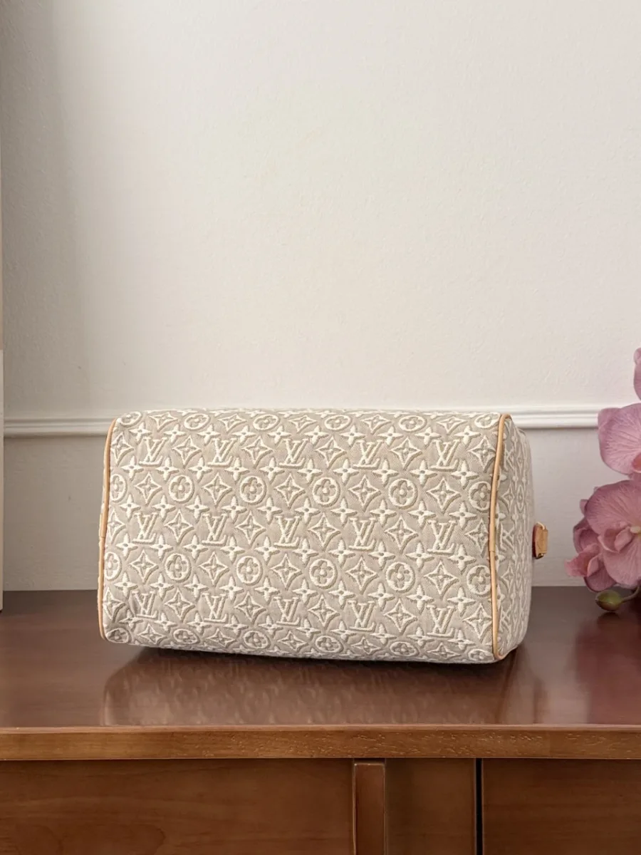 Бежевая сумка Louis Vuitton Speedy 30, вид снизу