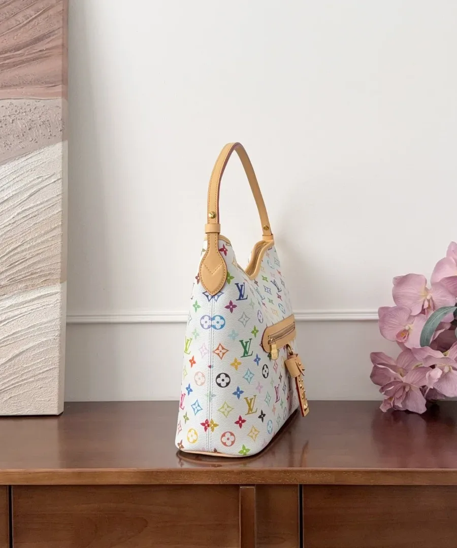 Белая сумка Louis Vuitton Lineup с разноцветным принтом Monogram, вид сбоку