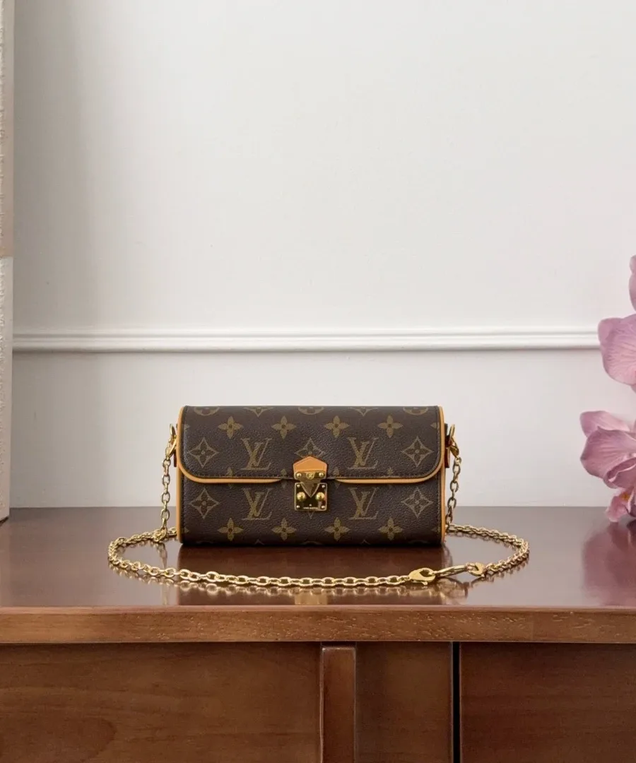 Коричневая сумка Louis Vuitton Pochette Camille на цепочке, вид спереди