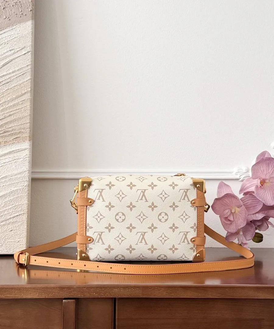 Бежевая сумка Louis Vuitton Side Trunk с длинным плечевым ремнем, вид спереди
